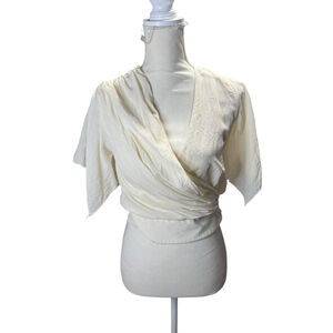 Women's Lanvin Cream Silk Wrap Blouse Size T.36